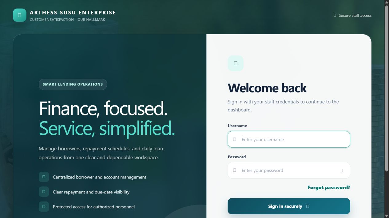 Arthess Susu savings and lending management system