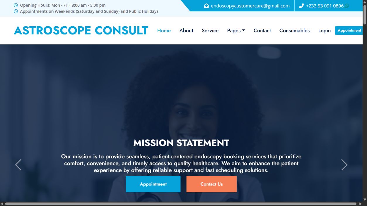 Astroscope Consult healthcare website
