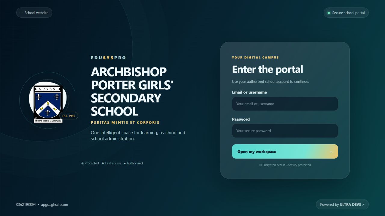 EDUSYSPRO school ERP for Archbishop Porter Girls' Secondary School