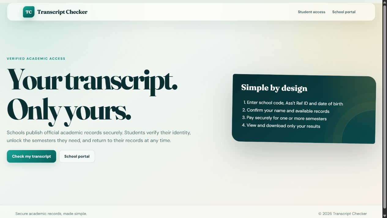 Transcript Checker academic records platform